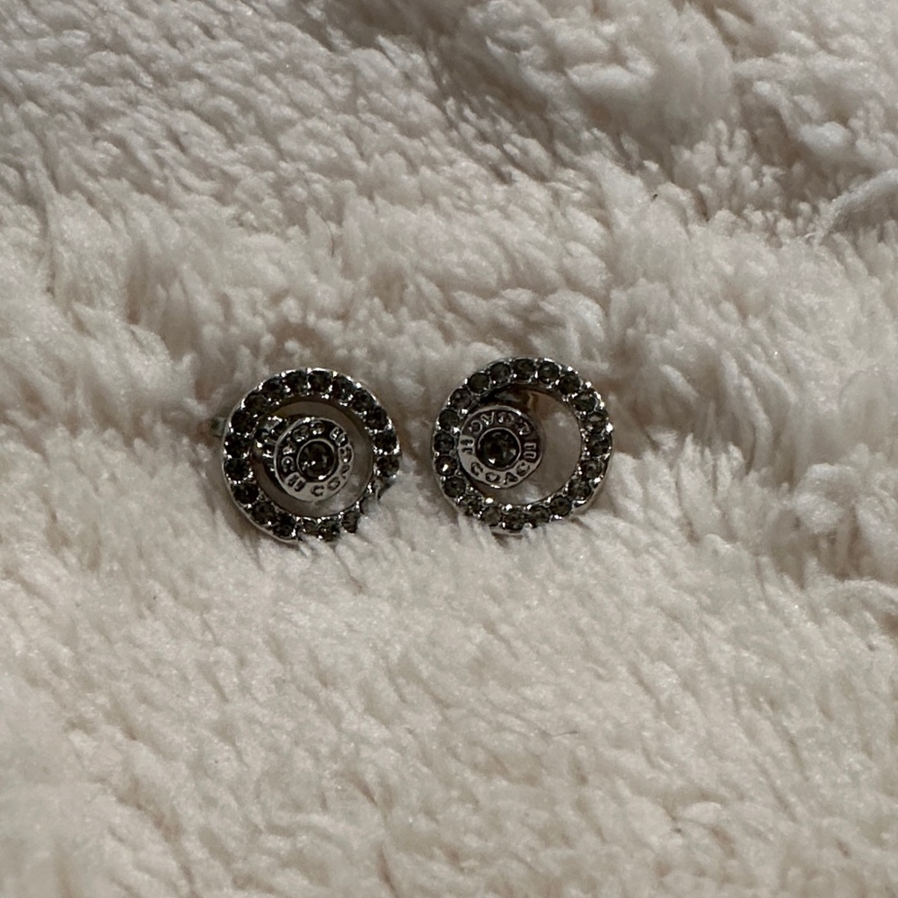 Elegant Silver Stud Earrings Coach
